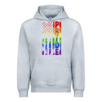 Heather Grey lgbtq pride american flag Urban Hoodie - FaDigitalArtStudio
