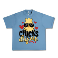 Pebble Blue chicks dig me Urban Heavy Tee - MaliasSmallBusiness