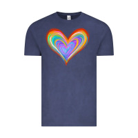 Vintage Denim Watercolor Pride Heart Vintage Tee - Jasminsmagicworld