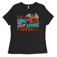 Black just a girl who loves football Ladies Tee - HRA Design Shop
