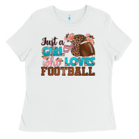 White just a girl who loves football Ladies Tee - HRA Design Shop