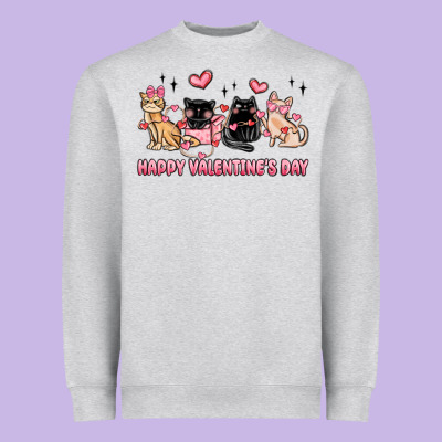 Happy Valentines Day Cats Heavyweight Sweatshirt Designed By Maliassmallbusiness