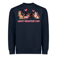 Navy happy valentines day cats Heavyweight Sweatshirt - MaliasSmallBusiness