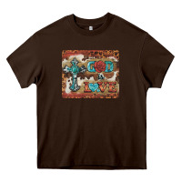 Chocolate Brown god is love cross Heavy Core Tee - BarkalooDesign