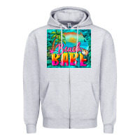 Heather Grey beach babe Zipper Hoodie - BarkalooDesign