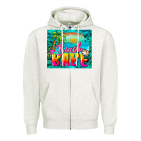 Oatmeal Heather beach babe Zipper Hoodie - BarkalooDesign
