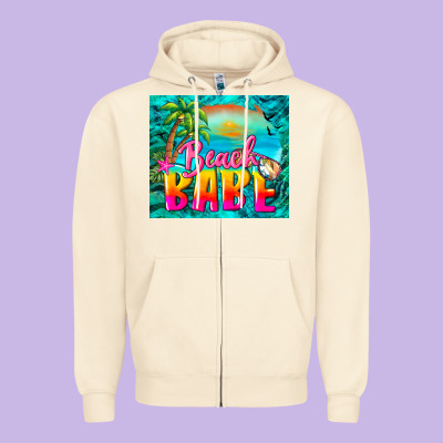 Beach Babe Zipper Hoodie Designed By Barkaloodesign