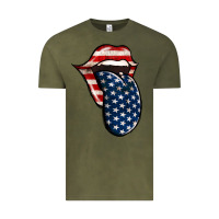 Vintage Olive America 4th Of July Tongue Vintage Tee - Jasminsmagicworld