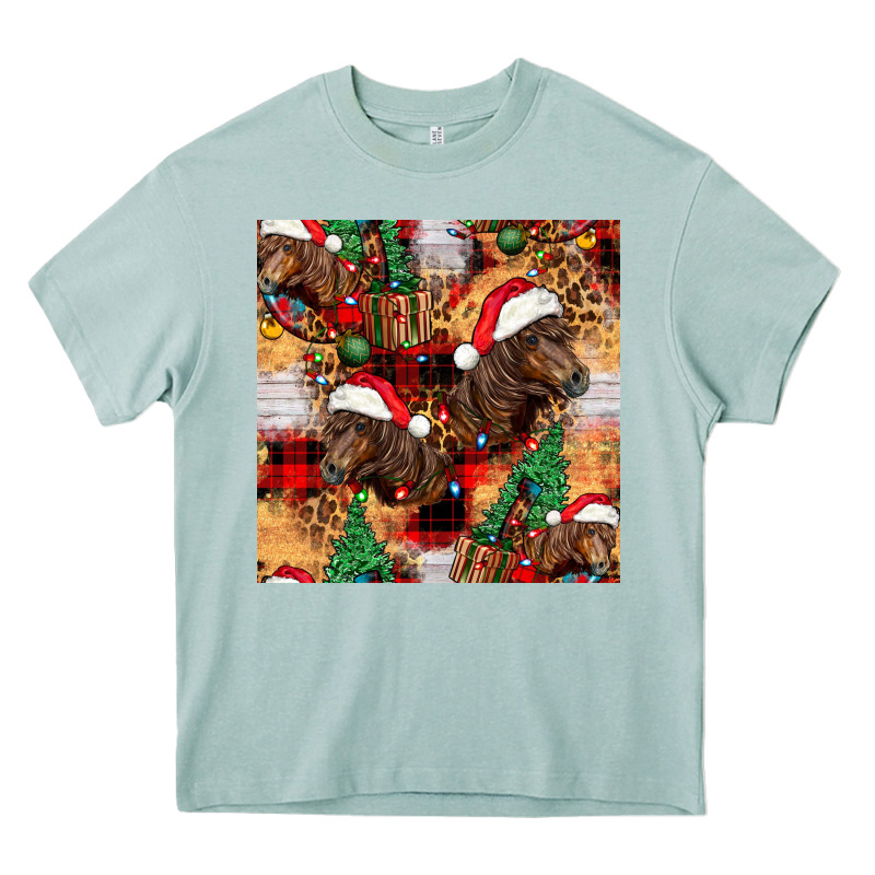 Christmas Horse Leopard Tartan Heavy Core Tee by FaDigitalArtStudio | Teevron