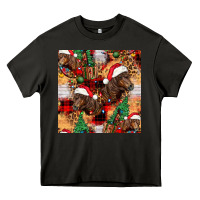 Asphalt christmas horse leopard tartan Heavy Core Tee - FaDigitalArtStudio