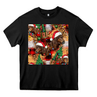 Black christmas horse leopard tartan Heavy Core Tee - FaDigitalArtStudio