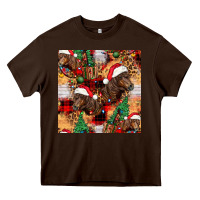 Chocolate Brown christmas horse leopard tartan Heavy Core Tee - FaDigitalArtStudio