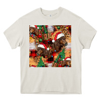 Cream christmas horse leopard tartan Heavy Core Tee - FaDigitalArtStudio