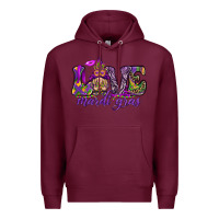 Burgundy Love Mardi Gras with gnome Premium Hoodie - HowdyJamesFarm