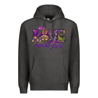 Charcoal Heather Love Mardi Gras with gnome Premium Hoodie - HowdyJamesFarm