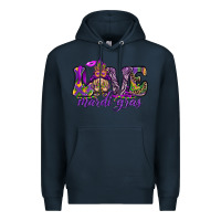 Navy Love Mardi Gras with gnome Premium Hoodie - HowdyJamesFarm