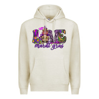 Oatmeal Heather Love Mardi Gras with gnome Premium Hoodie - HowdyJamesFarm