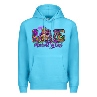 Ocean Blue Love Mardi Gras with gnome Premium Hoodie - HowdyJamesFarm
