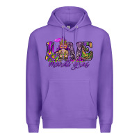 Purple Love Mardi Gras with gnome Premium Hoodie - HowdyJamesFarm