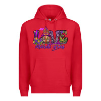 Red Love Mardi Gras with gnome Premium Hoodie - HowdyJamesFarm