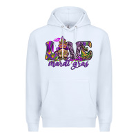White Love Mardi Gras with gnome Premium Hoodie - HowdyJamesFarm