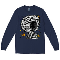 Navy black woman quotes Long Sleeve Tee - MaliasSmallBusiness