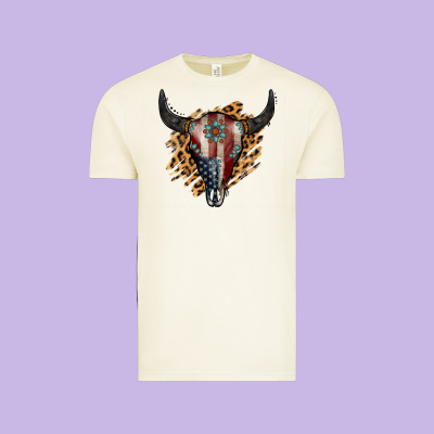American Bull Skull Vintage Tee Designed By Jasminsmagicworld