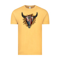 Vintage Mustard American Bull Skull Vintage Tee - Jasminsmagicworld