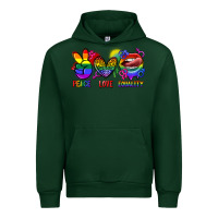 Forest Green Peace love equality Urban Hoodie - FaDigitalArtStudio
