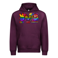 Mauve Wine Peace love equality Urban Hoodie - FaDigitalArtStudio