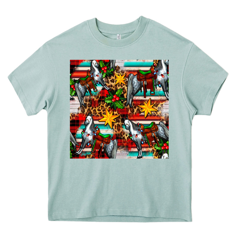 Christmas Horse Leopard Tartan Heavy Core Tee by FaDigitalArtStudio | Teevron