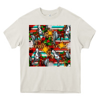 Cream christmas horse leopard tartan Heavy Core Tee - FaDigitalArtStudio