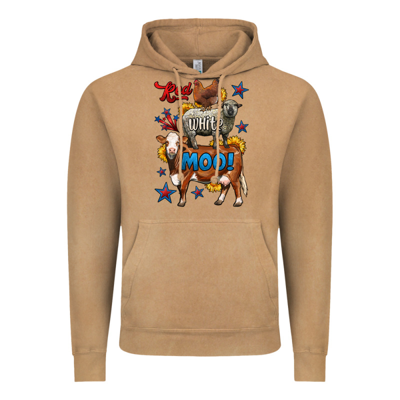 Red White Moo Farm Animals 4th Of July Vintage Hoodie by LillyAllenDesigns | Teevron