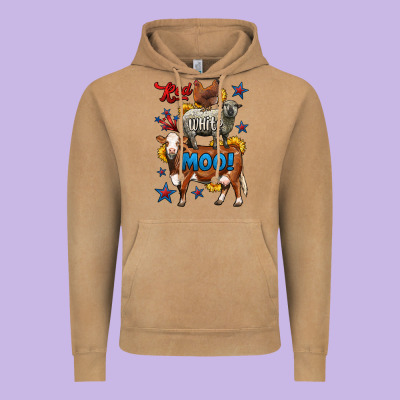 Red White Moo Farm Animals 4th Of July Vintage Hoodie Designed By Lillyallendesigns