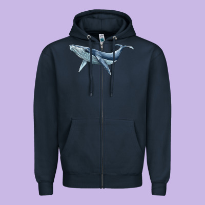 Humpback Whale Zipper Hoodie Designed By Barkaloodesign