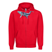 Red humpback whale Zipper Hoodie - BarkalooDesign