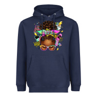 Navy 80's babe afro messy bun Heavyweight Hoodie - texasbilliewilder