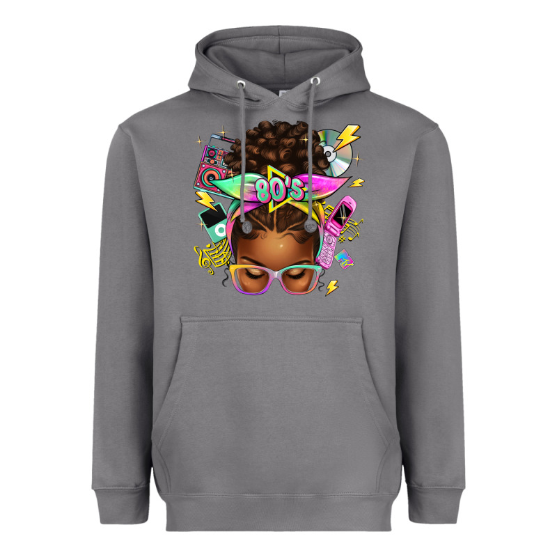 80's Babe Afro Messy Bun Heavyweight Hoodie by texasbilliewilder | Teevron