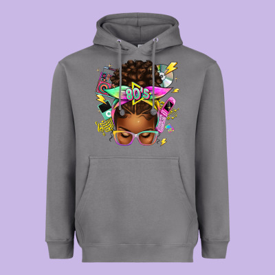 80's Babe Afro Messy Bun Heavyweight Hoodie Designed By Texasbilliewilder