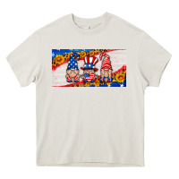 Cream usa gnome license plate Heavy Core Tee - HRA Design Shop