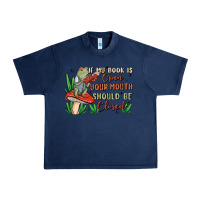 Navy if my book is open your mouth should be closed malia Urban Heavy Tee - MaliasSmallBusiness