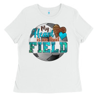 White my heart is on that field soccer Ladies Tee - HRA Design Shop