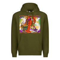 Army Green Mardi Gras Crawfish Tumbler Premium Hoodie - HowdyJamesFarm