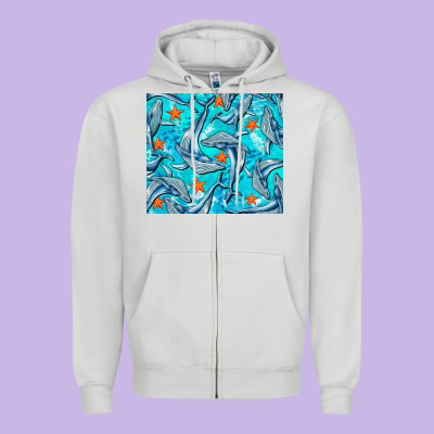 Humpback Whale Zipper Hoodie Designed By Barkaloodesign