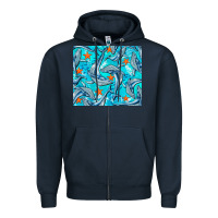 Navy humpback whale Zipper Hoodie - BarkalooDesign