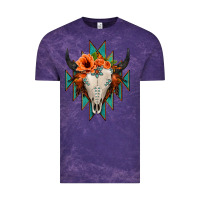 Cloud Purple Aztec Turquoise Bull Skull Vintage Tee - Jasminsmagicworld