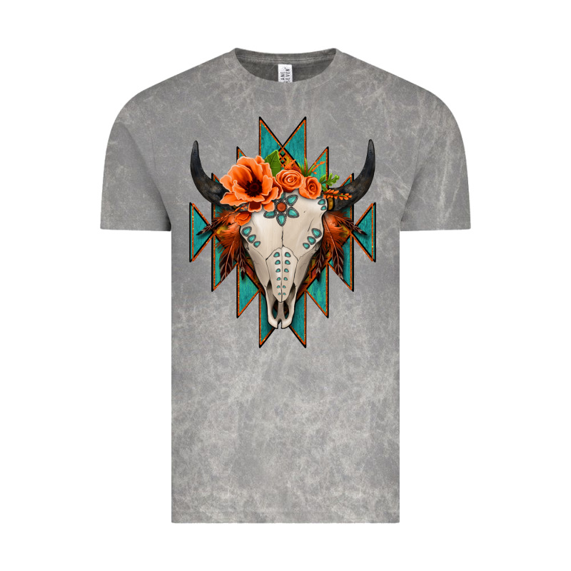 Aztec Turquoise Bull Skull Vintage Tee by Jasminsmagicworld | Teevron