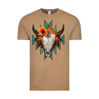 Vintage Coffee Aztec Turquoise Bull Skull Vintage Tee - Jasminsmagicworld