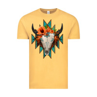 Vintage Mustard Aztec Turquoise Bull Skull Vintage Tee - Jasminsmagicworld