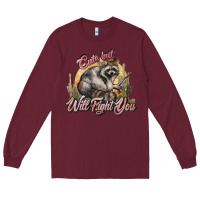 Burgundy cute but will fight you racoon western Long Sleeve Tee - NancyCooperArtShop